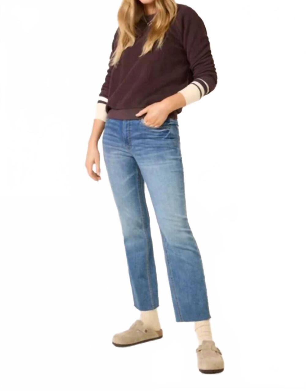 NEW KUT FROM THE KLOTH kelsey raw edge flared leg jeans in rigor